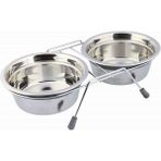 Trixie 2x0.9 lt 16 cm Gri Tıkırtısız Paslanmaz Çelik Köpek Mama Su Kabı
