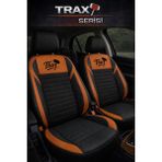 Trobus Hyundai I20 Sedan 2021–SONRASI Uyumlu Trax Serisi Siyah Taba Tay Tüyü Oto Koltuk Kılıfı Tam Set (5 Koltuk) | Airbag, Kolçak, 2+1, Cepli, 3 Katman - Siyah - Taba