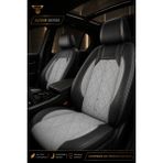 Trobus Renault Broadway 1990-2000 Uyumlu Altar Serisi Tay Tüyü Gri Siyah Premium Koltuk Kılıfı - Gri - Siyah