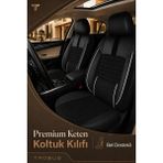 Trobus Renault Broadway 1990-2000 Uyumlu Apex Linen Bel Destekli Keten Siyah Beyaz Koltuk Kılıfı - Siyah - Beyaz