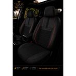 Trobus Renault Broadway 1990-2000 Uyumlu Inci Serisi Tay Tüyü Siyah Kırmızı Premium Koltuk Kılıfı - Siyah - Kırmızı