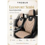 Trobus Renault Broadway 1990-2000 Uyumlu Leosport Serisi Bej Siyah Ortopedik Keten Koltuk Kılıfı - Bej - Siyah