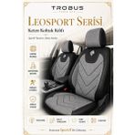 Trobus Renault Broadway 1990-2000 Uyumlu Leosport Serisi Gri Siyah Ortopedik Keten Koltuk Kılıfı - Gri - Siyah