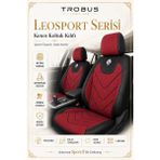 Trobus Renault Broadway 1990-2000 Uyumlu Leosport Serisi Siyah Kırmızı Ortopedik Keten Koltuk Kılıfı - Siyah - Kırmızı