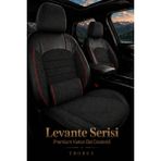 Trobus Renault Broadway 1990-2000 Uyumlu Levante Serisi Bel Destekli Keten Füme Kırmızı Koltuk Kılıfı - Füme - Kırmızı