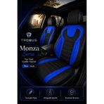 Trobus Renault Broadway 1990-2000 Uyumlu Monza Serisi Sport Tay Tüyü Kadife Siyah Mavi Koltuk Kılıfı - Siyah - Mavi