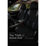 Trobus Renault Broadway 1990-2000 Uyumlu Nova Serisi Tay Tüyü Bel Destekli Siyah Mavi Premium Koltuk Kılıfı - Siyah - Mavi