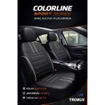 Trobus Renault Broadway 1997-2012 Uyumlu Colorline Sport Deri Siyah - Beyaz Koltuk Kılıfı - CLR-REN-BROAD-45