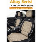 Trobus Renault Kangoo 2008- 2020 Maxi – Ticari Araç 2+1 Uyumlu Altay Serisi Bel Destekli Koltuk Kılıfı – Bej Siyah, Kolay Montaj - Bej - Siyah