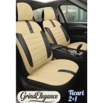 Trobus Renault Kangoo 2008- 2020 Maxi – Ticari Araç 2+1 Uyumlu Vira GrindSport Koltuk Kılıfı – Bej Siyah, Kolay Montaj - Bej - Siyah