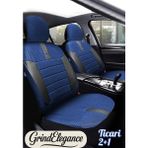 Trobus Renault Kangoo 2008- 2020 Maxi – Ticari Araç 2+1 Uyumlu Vira GrindSport Koltuk Kılıfı – Siyah Mavi, Kolay Montaj - Siyah - Mavi