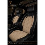 Trobus Renault R9 Broadway 1990-2000 Uyumlu Altar Serisi Tay Tüyü Bej Siyah Premium Koltuk Kılıfı - Bej - Siyah