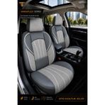 Trobus Renault R9 Broadway 1990-2000 Uyumlu Ankaflex Bel Destekli Keten Deri Gri Siyah Koltuk Kılıfı - Gri - Siyah