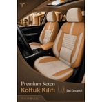 Trobus Renault R9 Broadway 1990-2000 Uyumlu Apex Linen Bel Destekli Keten Bej Taba Koltuk Kılıfı - Bej - Taba