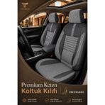 Trobus Renault R9 Broadway 1990-2000 Uyumlu Apex Linen Bel Destekli Keten Füme Siyah Koltuk Kılıfı - Füme - Siyah