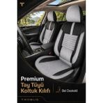 Trobus Renault R9 Broadway 1990-2000 Uyumlu Apex Serisi Tay Tüyü Bel Destekli Gri Siyah Koltuk Kılıfı - Gri - Siyah
