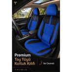 Trobus Renault R9 Broadway 1990-2000 Uyumlu Apex Serisi Tay Tüyü Bel Destekli Mavi Siyah Koltuk Kılıfı - Mavi - Siyah