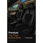 Trobus Renault R9 Broadway 1990-2000 Uyumlu Apex Serisi Tay Tüyü Bel Destekli Siyah Beyaz Koltuk Kılıfı - Siyah - Beyaz