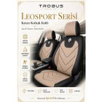 Trobus Renault R9 Broadway 1990-2000 Uyumlu Leosport Serisi Bej Siyah Ortopedik Keten Koltuk Kılıfı - Bej - Siyah