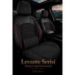 Trobus Renault R9 Broadway 1990-2000 Uyumlu Levante Serisi Bel Destekli Keten Füme Kırmızı Koltuk Kılıfı - Füme - Kırmızı