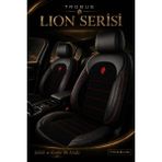 Trobus Renault R9 Broadway 1990-2000 Uyumlu Lion Serisi Tay Tüyü Siyah Kırmızı Premium Koltuk Kılıfı - Siyah - Kırmızı
