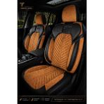 Trobus Renault R9 Broadway 1990-2000 Uyumlu Vertör Serisi Ortopedik Tay Tüyü Taba Siyah Koltuk Kılıfı - Taba - Siyah
