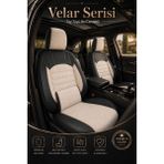 Trobus Renault R9 Broadway / Spring / Fairway 1990-2000 Kr Bel Destekli Tay Tüyü Koltuk Kılıfı Velar Seris - Krem - Siyah