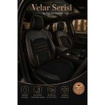 Trobus Renault R9 Broadway / Spring / Fairway 1990-2000 Si Bel Destekli Tay Tüyü Koltuk Kılıfı Velar Seris - Siyah - Taba