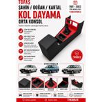 Trobus Tofaş Doğan Sl Slx 1.6 Ie 1981-2002 Tam Boy Orta Konsol Kol Dayama Bardaklıklı Deri Siyah Kırmızı - Siyah - Kırmızı