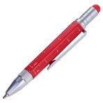 Troika Çok amaçlı tükenmez kalem (küçük), santimetre/inç cetvel, düz/yıldız tornavida, Stylus (kırmızı), siyah uç, 2 yedek uç dahil, alüminyum/pirinç/çelik, mat, kırmızı