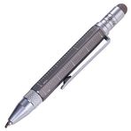 TROIKA CONSTRUCTION LILIPUT - PIP25/TI - Multitasking ballpoint pen (small) - Tool Pen- centimetre and inch ruler - slotted and Phillips screwdriver - stylus (titanium colour) - -original