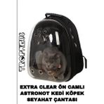 Tropheus Ekstra Clear Camlı Astronot Kedi Taşıma Çantası - Siyah