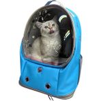 Tropheus Ufo Astronot Kedi Taşıma Çantası - 7 Hava Kanallı Pati Desenli 47X40X35CM (15KG) - Mavi
