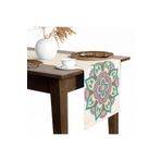 Tropik Home 40x145 cm Dijital Baskılı Etnik Desen Renkli Baskılı Masa ve Sunum Runner
