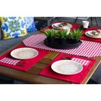 Tropik Home 6'lı Kırmızı Supla Takımı Amerikan Servis Supla ve Runner Seti 6 Kişilik Ekose Desen ve Masa Sunum Set - 35 x 45 cm