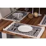 Tropik Home 6'lı Örme Supla Pamuklu Dantel Püsküllü Krem Siyah Amerikan Servis 35X45 cm Masa Örtüsü Supla - 35 x 45 cm - Krem - Siyah