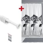 Tropik Home Ağaçlı Banyo Perdesi Askı Hediyeli 180X200CM Tek Kanat Duş Perdesi, Renkli Banyo Duş Perdesi - 180 x 200 cm - Siyah