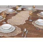 Tropik Home Amerikan Servis Supla Takımı ve Runner Seti 8 Peçeteli 9 Parça Set - 40 x 40 cm - Bej