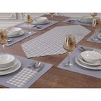 Tropik Home Amerikan Servis Supla ve Runner Seti 12 Kişilik Set Gri Ekose Desen Salon ve Masa Sunum Takımı - 35 x 45 cm