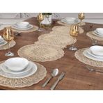 Tropik Home Amerikan Servis Takımı 6 Kişilik 7 Parça Supla ve Runner Seti - Nakışlı Yuvarlak Supla Seti - 40 x 110 cm - Gri