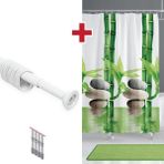 Tropik Home Bamboo Banyo Perdesi Askı Hediyeli 180X200CM Tek Kanat Duş Perdesi, Yeşil Banyo Duş Perdesi - 180 x 200 cm