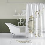 Tropik Home Banyo Duş Perdesi Taş Desen Dijital Baskılı Banyo Perdesi 180 X 200 cm
