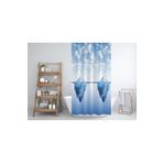 Tropik Home Banyo Perdesi Buz Dağlı Desenli Mavi Duş Perdesi Plastik C-Halka Hediye 180x200cm Banyo Perdeleri