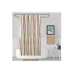 Tropik Home Banyo Perdesi Şerit Desen Yerli Üretim Duş Perdesi Plastik C-Halka Hediye 180x200cm Banyo Perdeleri