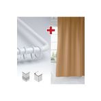 Tropik Home Bej Renk Banyo Perdesi Askı Hediyeli 180x200cm Tek Kanat Duş Perdesi, L Boru Hediyeli