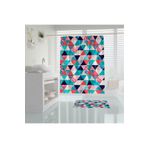 Tropik Home Beyaz Dijital Baskılı Polyester Kumaş Banyo Perdesi 180x200cm Askı Aparatı Plastik