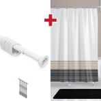 Tropik Home Çizgili Desen Banyo Perdesi Askı Hediyeli 180X200CM Tek Kanat Duş Perdesi, Renkli Banyo Duş Perdesi - 180 x 200 cm