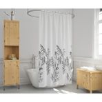 Tropik Home Duş Perdesi Çift Kanat 2X120X200CM Funda Desenli Banyo Perdesi 16 Adet C Halka Hediyeli - 120 x 200 cm - Siyah - Beyaz