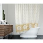Tropik Home Duş Perdesi Çift Kanat 2X120X200CM Midye Desenli Banyo Perdesi 16 Adet C Halka Hediyeli - 120 x 200 cm - Sarı