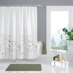 Tropik Home Duş Perdesi Çift Kanat 2X120X200CM Papatya Desenli Çiçekli Banyo Perdesi 16 Adet C Halka Hediyeli - Beyaz - Sarı - 120 x 200 cm